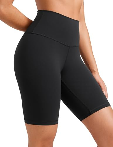 CRZ YOGA Butterluxe Biker Shorts 8 - High Waisted Gym Workout Running Volleyball Spandex Yoga Womens Black Large
