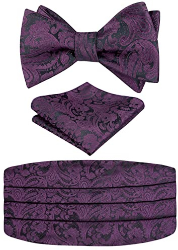 Alizeal Mens Self-tied Bow Tie, Cummerbund & Hanky Set