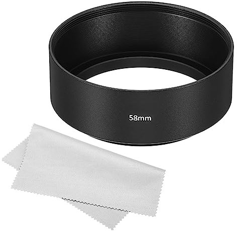 PATIKIL 58mm Lens Hood, Standard Focus Frosted Surface Anti-reflective Inside Hood with Cleaning Cloth for Camera Lens, Black for Nikon, for Fujifilm, for Pentax, for Leica