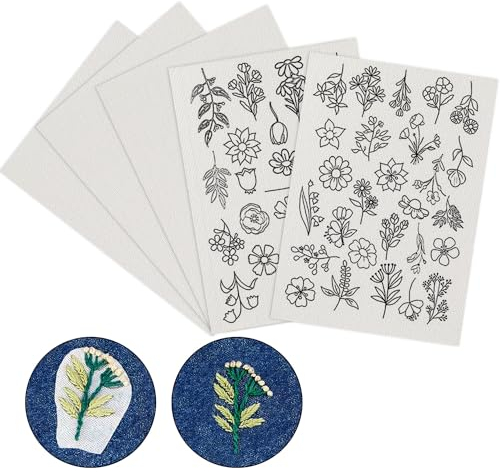 5 Stück Stickvlies Wasserlöslich Stickvorlagen Wasserlöslich Stickvlies Selbstklebend Sticken Geeignet für Diy-Kleidung Taschen