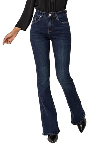 Nina Carter P212 Jean bootcut long taille haute évasé pour femme Pantalon évasé Jean stretch Jean aspect usagé, XXL Slim Taille tall