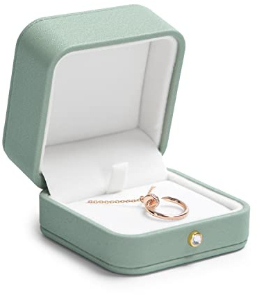 Papten Colliers Rangement Organisateur de Bijoux, Chaînes Pendentifs Boîte à Bijoux Présentoir Boîte Cadeau pour la Saint-Valentin Anniversaire (Vert)