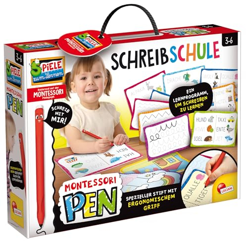 Lisciani - MONTESSORI Pen Schreibschule – für Kinder von 3 bis 6 Jahren – motorisches Lernen – Montessori-inspiriertes Schreiblern-Set – Hergestellt in Italien – Fördert die kreative Entwicklung
