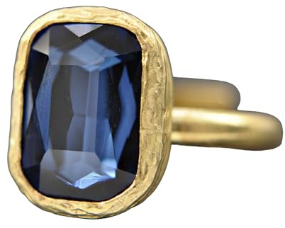 Ring mit Blauem Stein - Saphir Blau - 14k gold filled ring - Rechteckig - Zirkonia - Verstellbar - Hochzeit- Handmade - Geschenk für Sie