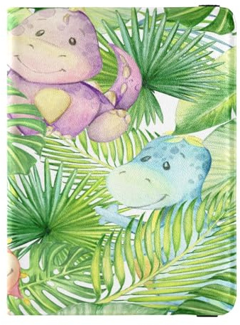 Custodia per passaporto in pelle PU Combo ultra sottile copertura per passaporto per donne uomini carino passaporto libro viaggio dinosauri foglie tropicali, Multi, 1 size, Casual