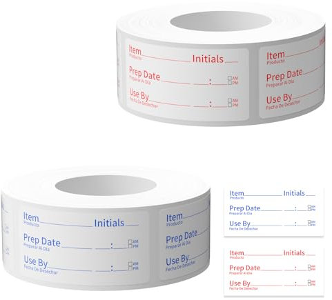 Tapsin 2 Rolls 1200 Pieces Removable Food Sticker, 1 x 3 Inch Freezer Labels, Self-Adhesive Storage Labels for Jars, Pantry and Meal Containers