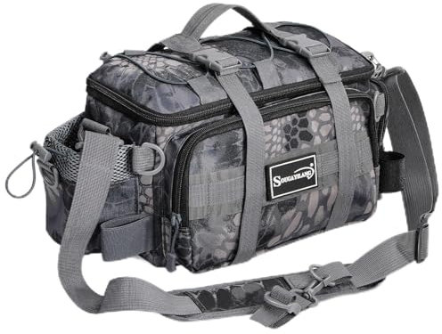 Sougayilang Fishing Bag-Fishing Tackle Storage Bags for Saltwater or Freshwater Fishing Gear -Can Store Bait, Fish Food, Fishing reels, etc,Padded Shoulder Strap - Tackle Box Bag(Grey)