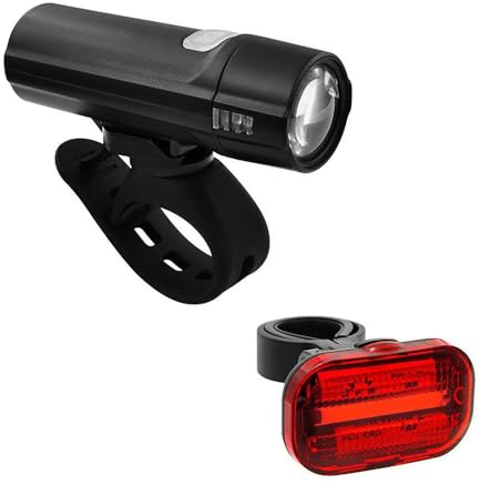 MVTEK Kit fanale Anteriore e Posteriore. Luci Bicicletta a Batteria. Faro Bici Anteriore e Luce Posteriore Compatto e Leggero. Luce Anteriore Bici Bianco, fanale Posteriore 15 Chips Rossi. Bike Light
