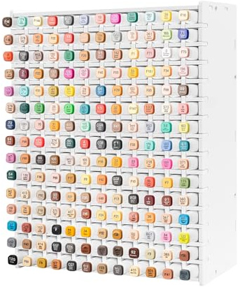 Art Markers Storage Rack, Marker Organizer Hold 180 Markers Thicker PVC Board Universal Marker Pen Storage Organiser Adjustable Dividers Marker Pen Organizer Holder for Home Office Desk Classroom