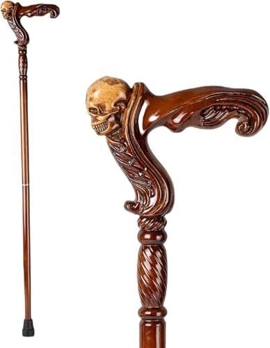 JMMSP Wooden Walking Stick For Men And Women,Hand Carved Wooden Walking Cane with Ergonomic Grip Handle,Fashionable Unique Walking Stick for Seniors - 37 inch