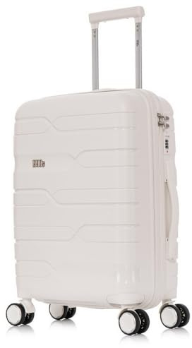 1990s Maleta Mediana expandible Polipropileno 65cm para 23kg (79L)| Maleta Semirigida Extensible con 4 Ruedas Giratorias y Candado Incrustada (Blanco)