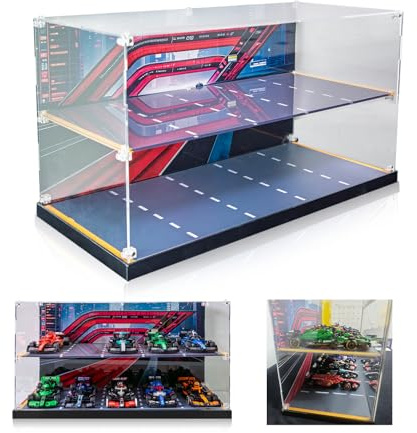 NOVDA Boîte d'affichage Acrylique Compatible avec 10 modèles F1 Speed Champions 77242-77251, Vitrine de Collection et d'exposition Anti-poussière 51×24×26cm（Modèle Non Inclus）