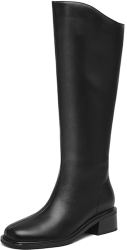 AIUNIIND Knee High Boots Women Low Heel Square Toe