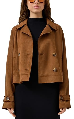 QS Suede Look Caban Jacket Brown