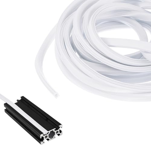 sourcing map Guarnizione piatta in alluminio per estrusione a U, 10 m, protezione antipolvere, staffa per stampante 3D con profilo in alluminio serie 4545, 5050, 1 confezione (bianco)