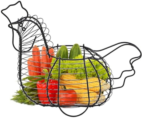Panier À Œufs De Poule En Métal - 26,5x34x22 Cm Panier À Œufs En Forme De Poulet | Support À Légumes Décoratif | Pour Ferme, Fruits, Légumes, Style Rustique De Ferme