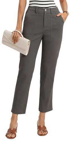 GRACE KARIN Womens Dress Pants Casual High Waisted Slacks Work Grey L
