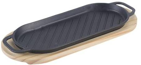 EIOLWJIEO Fräsande järntallrik tallrik kök gjutjärnstallrik fajitapanna säkerställer enkel matlagningsupplevelse grillmat kraftig teppanyaki grillpanna
