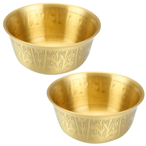 LALADEFIEE 2 St Kopparbägare för Buddhistiska Offer Handhamrad Vintage med Patina för Andlig Altartjänst Ritualvatten Rökelsefat och Bön i Hem och Tempel