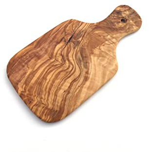 Generisch Mini tabla de desayuno de 21 cm, tabla de cortar de madera de olivo, hecha a mano