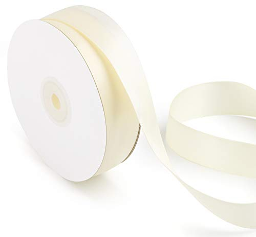 ABSOFINE Satinband Geschenkband 25m x 25mm Doppelsatinband Beige Schleifenband Hochzeit Dekoband Geschenkband Antennenband
