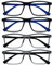 OPULIZE Ink Lessebrille 4er Pack Groß Rechteckig Rahmen Federscharniere Kratzfest Schwarze Grau Herren Damen RRRR4-1177 +1.50