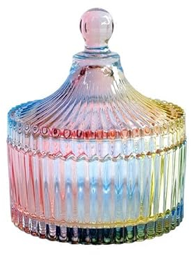 Piatto per caramelle in vetro colorato con coperchio vaso per caramelle di cristallo vaso di caramelle per buffet da matrimonio contenitore per biscotti scatola decorativa per gioielli