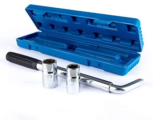 2Pcs Teleskop Steckschlüssel Ausziehbare Radhalterung mit 17-19mm 2-23mm Standard Steckdosen Schraubenschlüssel für Auto Van Truck Reservereifen Breakdown Notfall-Tools für Reifenwechsel, Pannenhilfe