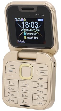 Mi NI Klapphandy, 2G Dual SIM, Faltbares Handy mit 1,77 Zoll HD Display, HD Rückkamera, UKW Radio, Schnellwahl, LED Taschenlampe, Klapptelefon mit Großen Tasten für Senioren (Gold)