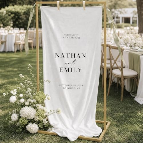 KIBAGA Elegant Wedding Welcome Sign Stand - Sturdy Brass Metal Easel Holder