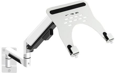 Monitor Stand Wall Mount Monitor Arm with Laptop Tray, Aluminum Gas Spring Full Motion Laptop Mount Arm,19.8 lbs Screens/ 10-17 Laptop Monitor Arm,White