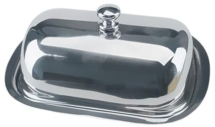 Watreketal Mantequera de acero inoxidable con tapa, recipiente de almacenamiento de pasteles, pan, frutas, para nevera o pastelería, servicio de desayuno
