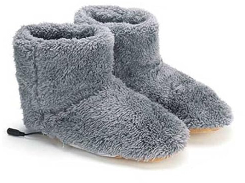 Fuhjythy Scarpe Riscaldanti USB Invernali Scarpe Elettriche Tappetino Riscaldante Peluche Calde Pantofole Elettriche Piedi Solette Riscaldate Grigio