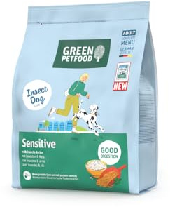 Green Petfood InsectDog Sensitive Lot de 5 Paquets de 900 g de Nourriture sèche de qualité supérieure pour Chiens Adultes et sensibles, avec Insectes comme Seule protéine Animale, sans blé