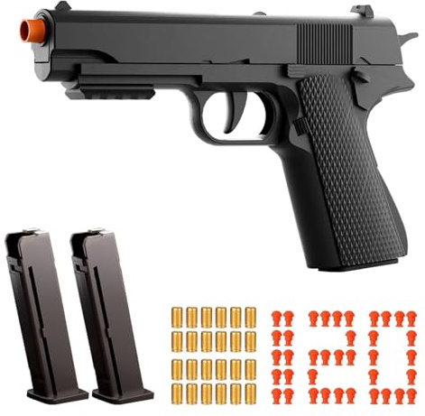 Toy Gun, Children's Soft Toy Guns, 24shells120 Soft Bullets, Empty Shell Toy Guns, Christmas and Birthday Gifts (1911 Black)