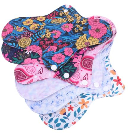 GANAZONO 6 pièces Lot de Serviettes Hygiéniques Lavables Réutilisables Tissu Non Tissé Respirant Absorbantes et Anti-odeurs Adaptées Aux Règles Abondantes