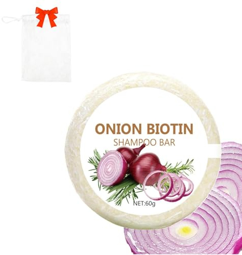 Onion Biotin Shampoo Bar,Nourrissants Purifiants Oignon Biotine Shampooings Savon Pour Pousse Cheveux,60g Oignon Shampooing Savon,Hydratant Oignons Shampooing Romarins Cheveux Savons Barres (1pcs)
