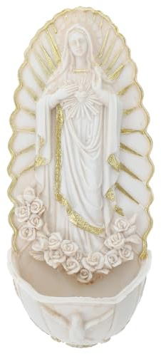 TOGEVAL Acquasantiera da Parete in Resina Decorazioni Cattoliche della Madonna di Guadalupe Decorazione Murale per Ingresso e Chiesa Ornamento Sacro Riutilizzabile per Ambienti
