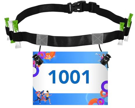 leruiyezs Race Belt Cinturón de Carrera Ajustable para Running Ciclismo Maratón Triatlón con Soporte para Número y Portageles Race Cinturón para Número Porta Dorsal para Running Triatlon Maratones
