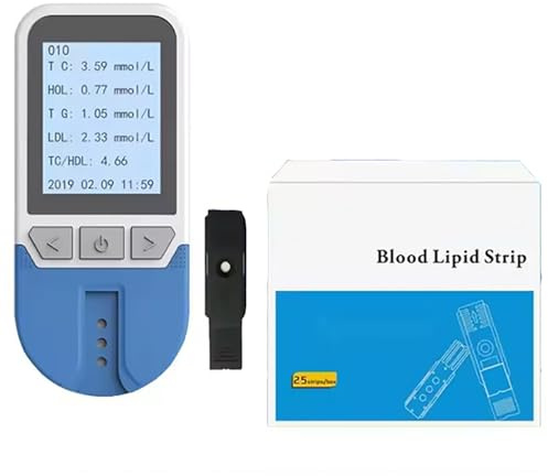 Holesteroltestmätare, multifunktionell lipidmonitormätare for TC TG HDL LDL, blodlipidtestare med 25 remsor, 200 uppsättningar minnesvärden, for lipidanalysatorns hälsa