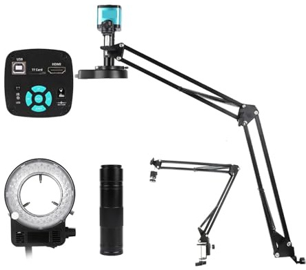 Microscopio Digital electrónico 4K for Soldadura, Juego de microscopio 1080P VGA USB Cámara Industrial 150x Soporte Plegable Lente Remoto Inspección de Hardware(4K HDMI USB 1080P)