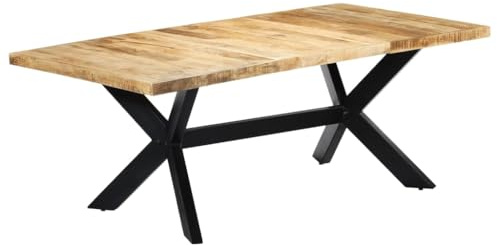 toolkix Matbord, massivt trä, mango, 200 × 100 × 75 cm med stålram, köksbord, matbord, trä metall, industriell design, utrymmesbesparande, robust och modernt för matplats, vardagsrum