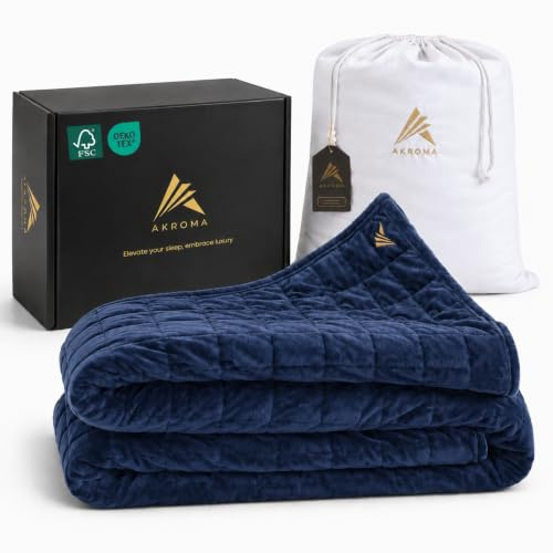 Akroma® Sherpa Fleece Gewichtsdecke 155x220cm 9kg Dunkelblau | Schwere Bettdecke für Erwachsene, Oeko-TEX Zertifiziert
