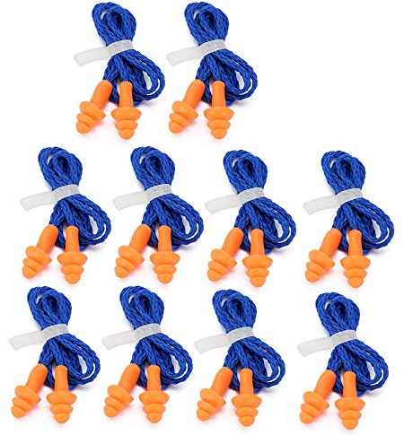 Ohrstöpsel aus weichem Silikon, wiederverwendbar, Gehörschutz, Ohrstöpsel zum Schlafen, Arbeiten, Schwimmen, Lernen (10 Paar, blau)