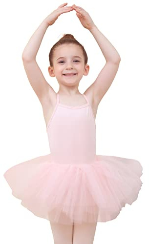 Tancefair Kinder Ballettkleid Ballettkleidung Mädchen Baumwolle Ärmellos Balletttrikot Tanzkleider Ballettanzug Tanzkleid Tanzbody mit Rock Tütü