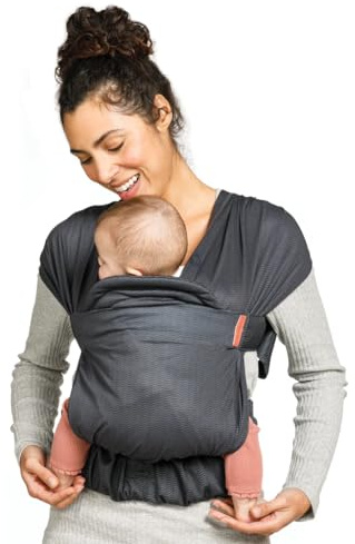 Infantino - Hybrid-Tragetuch Babytrage Hug & Cuddle - Hybrid tragetuch baby neugeboren - Gepolsterte Privatsphäreabdeckung - Integrierte Aufbewahrungstasche - Für Babys von 3,2 bis 11,8kg - Dunkelgrau