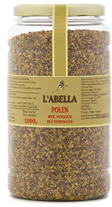 L'Abella Mel - Polen de abeja Artesanal | Polen Natural seco - Fuente de proteinas, aminoácidos, lípidos, vitaminas y minerales - Apiterapia - Bote de 1000g