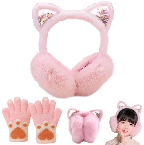 DKDDSSS 1PCS Ohrenwärmer, Earmuffs Ohrenwärmer Mädchen Süße Katzenohren Design Ohrenschützer Weiche Ohrenwärmer Winter Plüsch Ohrenschützer Kopfbedeckungen Winter Accessoire