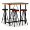ZEYUAN 5-TLG. Bar-Set, Bartisch Mit Barhocker Set, Bartische & -theken, Bartheke Küche, Bartisch Set, Küchentresen, Bartisch Mit Barhocker, Altholz Massiv und Echtleder