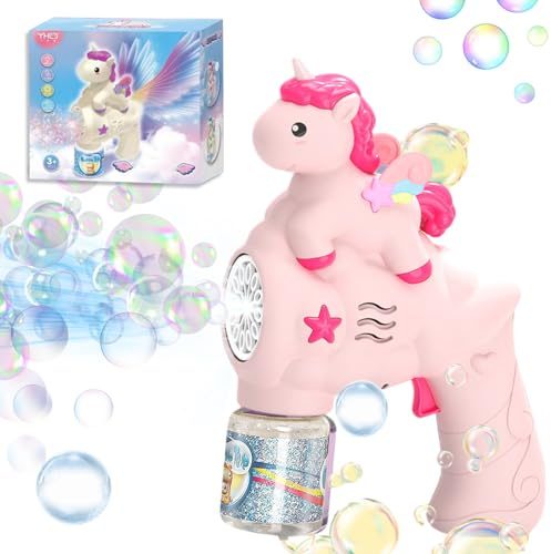 Pistola a Bolle,Macchinetta per Bolle di Unicorno,Pistola a Bolle di Sapone,Spara bolle di sapone automatico,Macchina bolle sapone,Sparabolle di sapone,Per Bambini e adulti,Compleanno,Feste estive